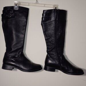 ALDO Black Buckle Tall Leather Boots Size 39